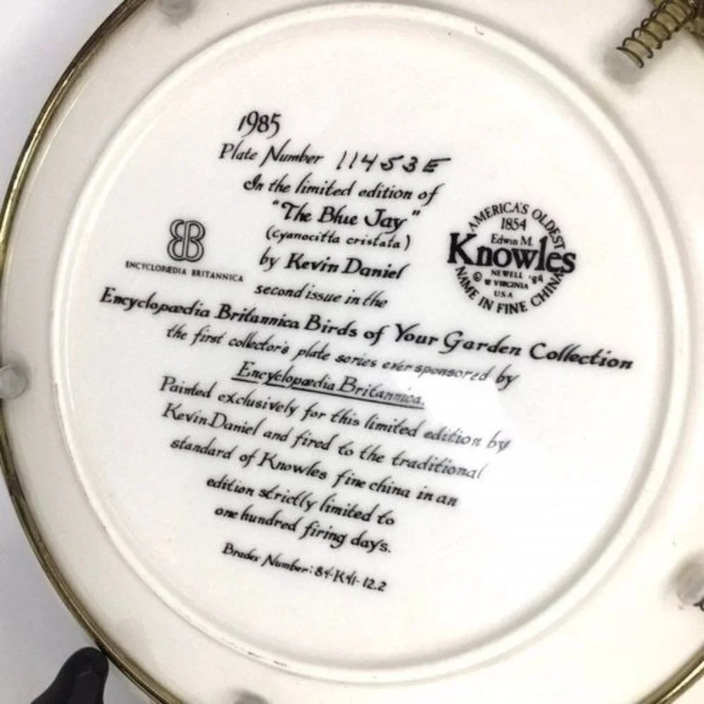 1985 The Blue Jay Edwin Knowles Wall Plate